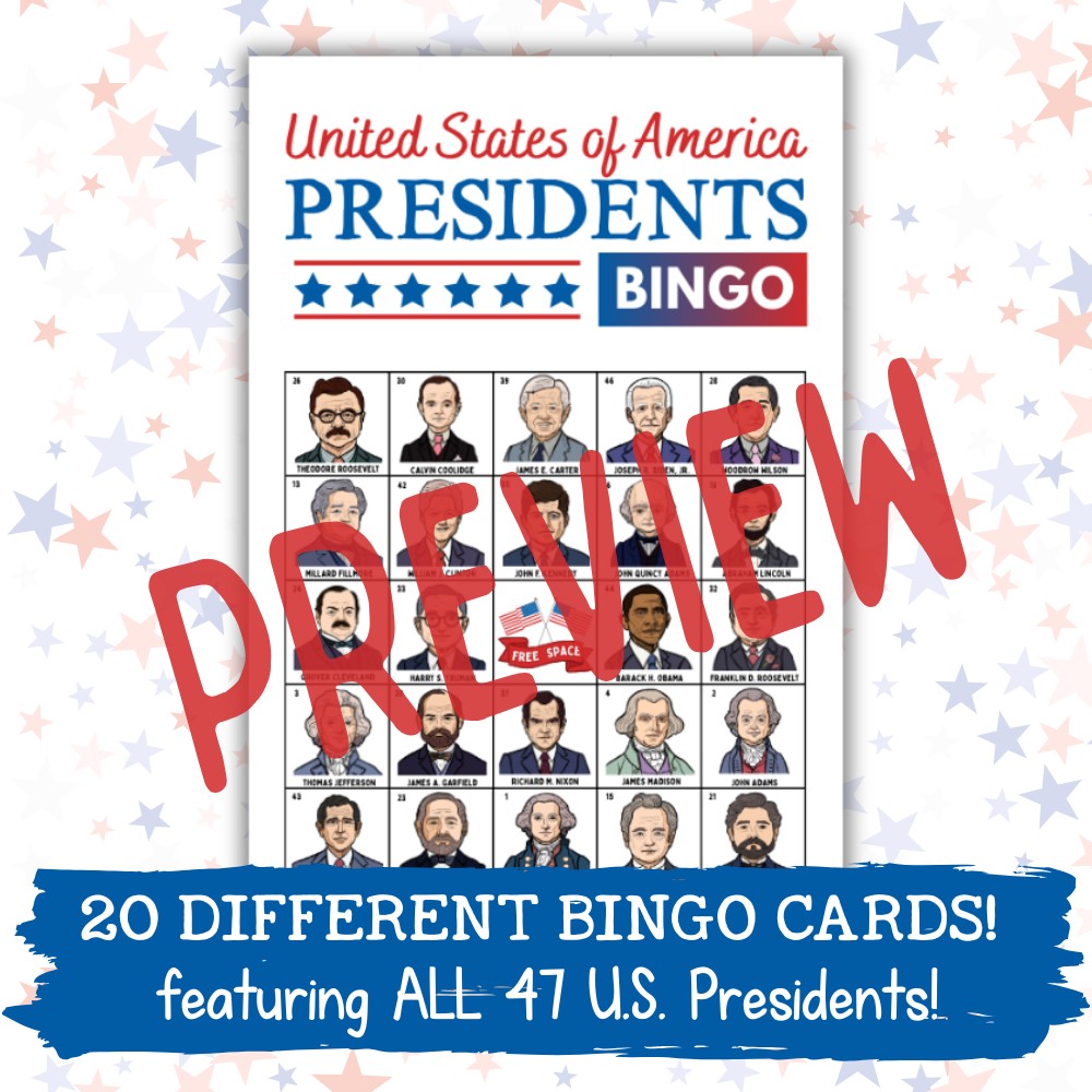 U.S. Presidents Bingo Game