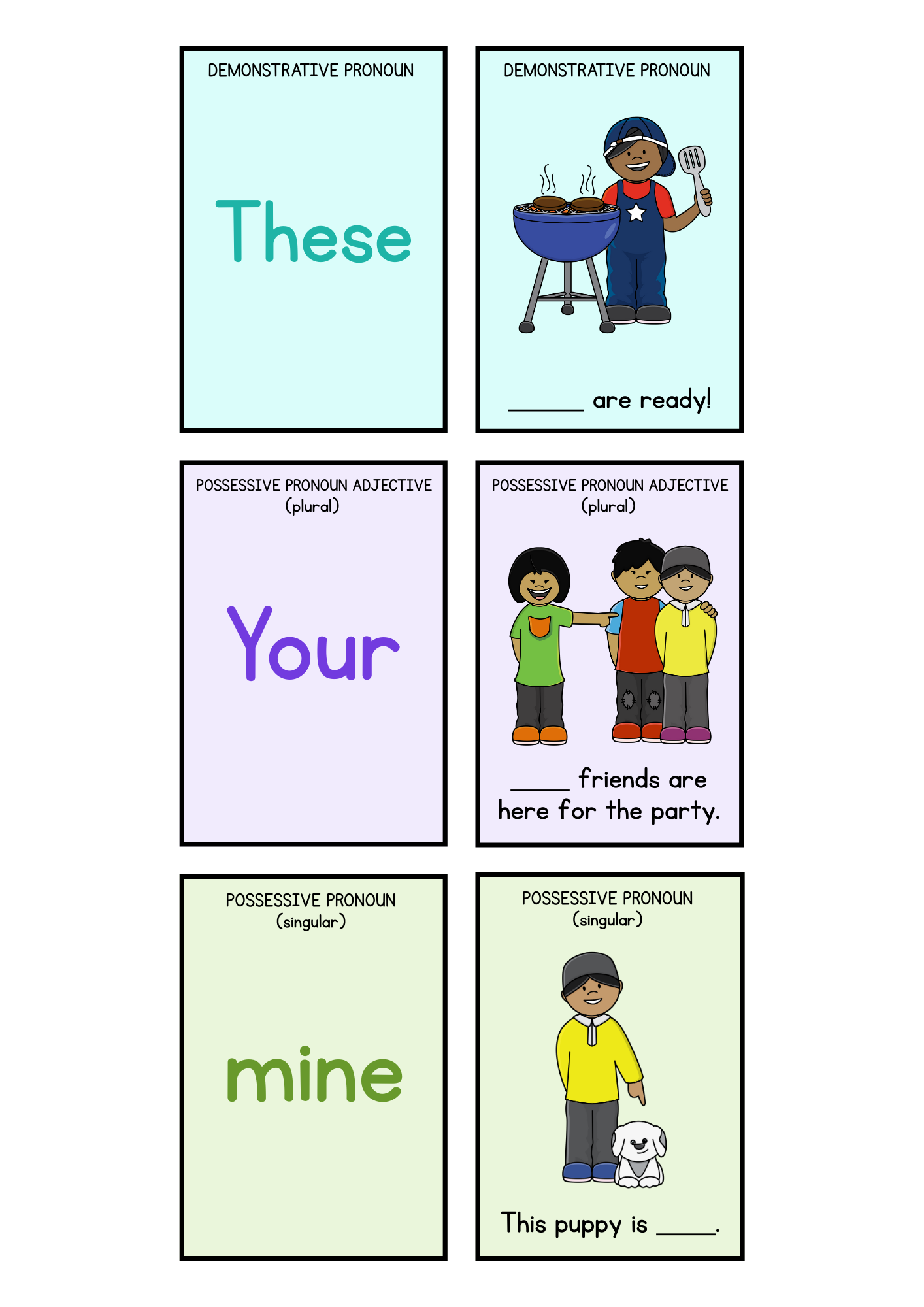 Pronoun Memory Game - Digital Download