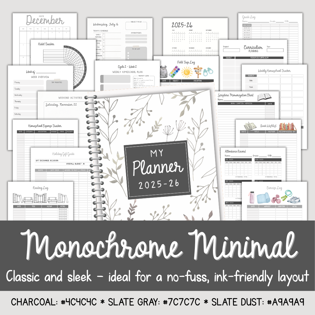 Custom Homeschool Planner PDF (2025-26 or undated)