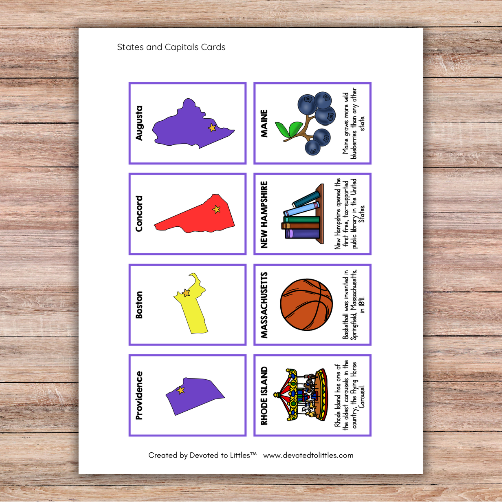 States and Capitals Memory Match- Digital Download