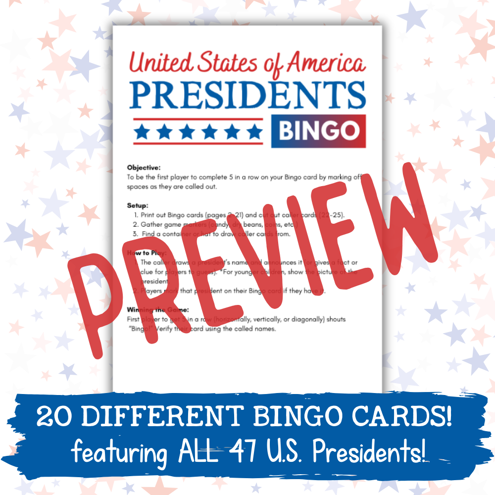 U.S. Presidents Bingo Game