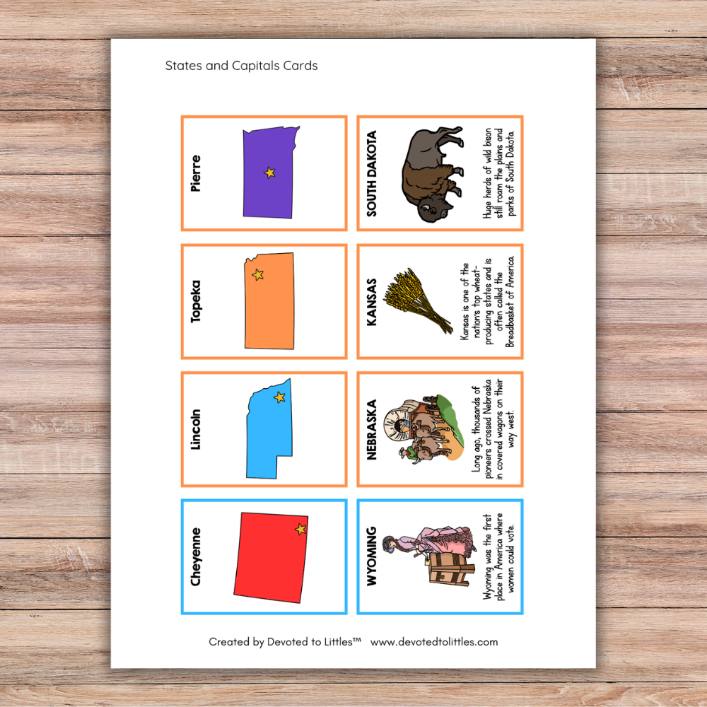 States and Capitals Memory Match- Digital Download