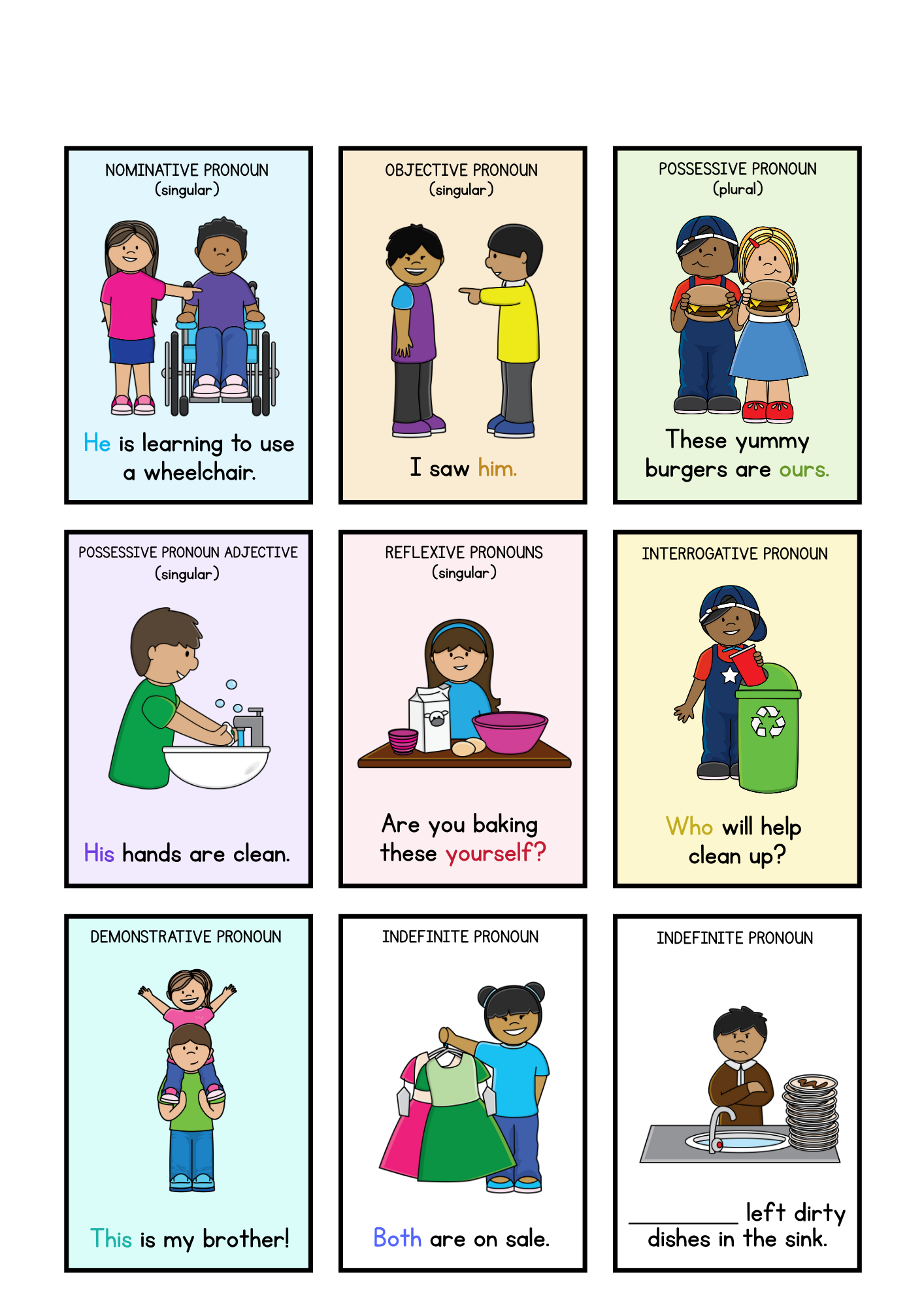 Pronoun Memory Game - Digital Download