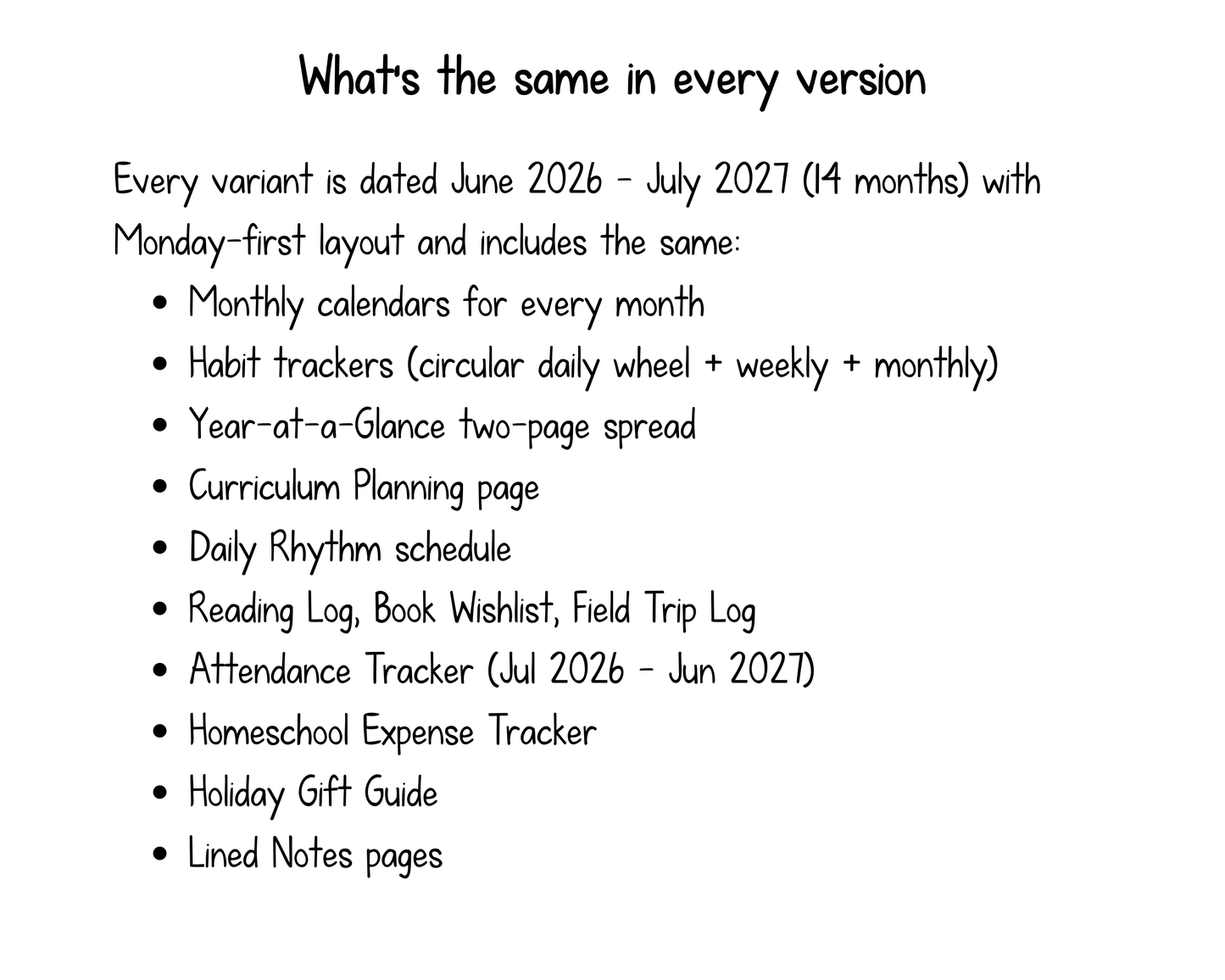 Homeschool Planner 2026-2027