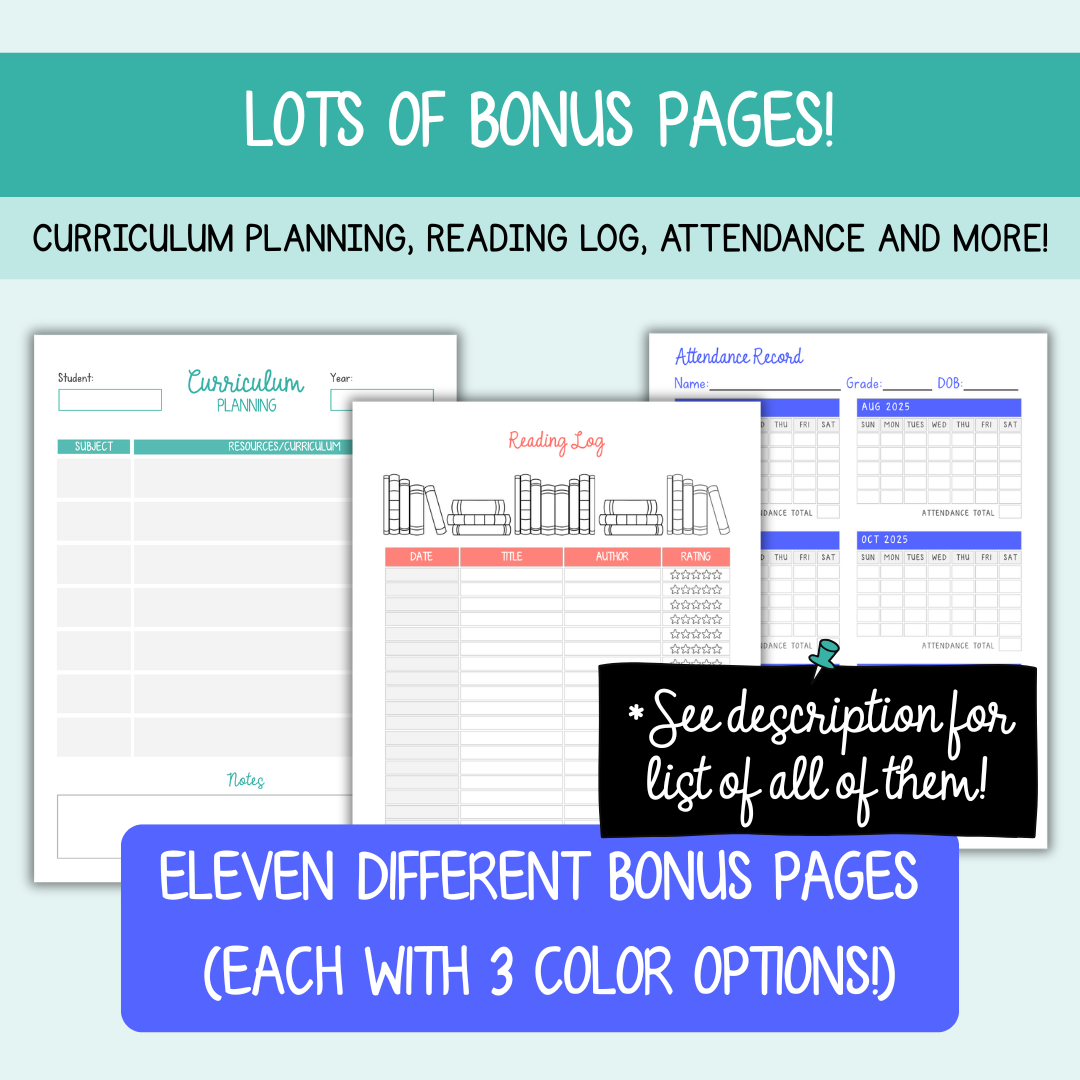 Custom Homeschool Planner PDF (2025-26 or undated)