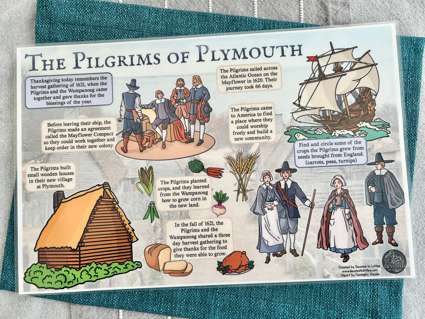 Thanksgiving History Placemats (The Wampanoag and the Pilgrims) - Digital Download