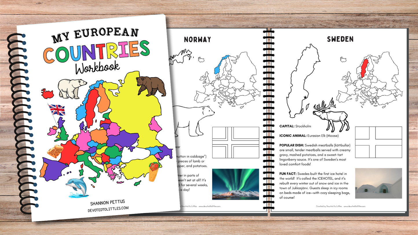 My European Countries Workbook - Digital Download