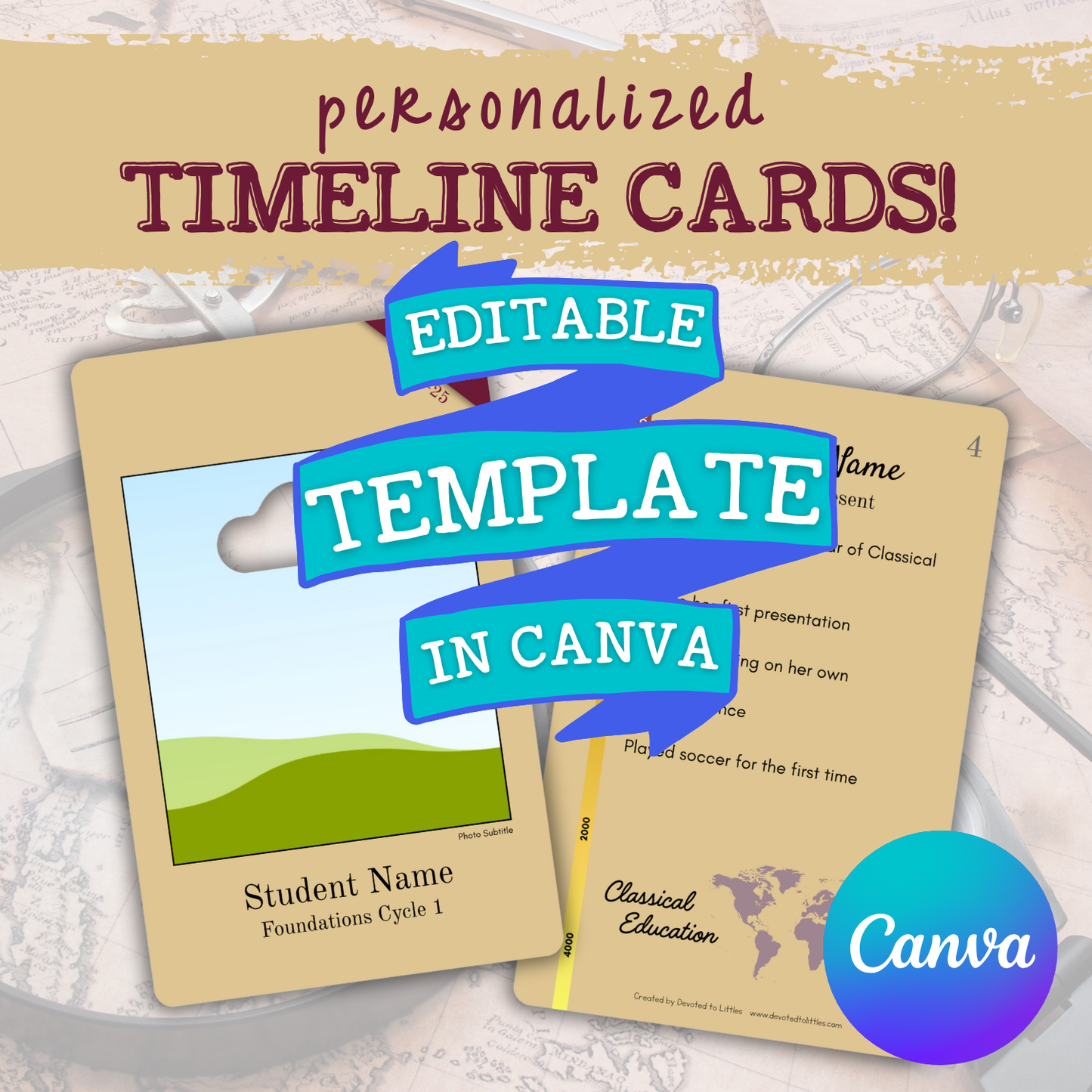 Customizable Student Timeline Card TEMPLATE