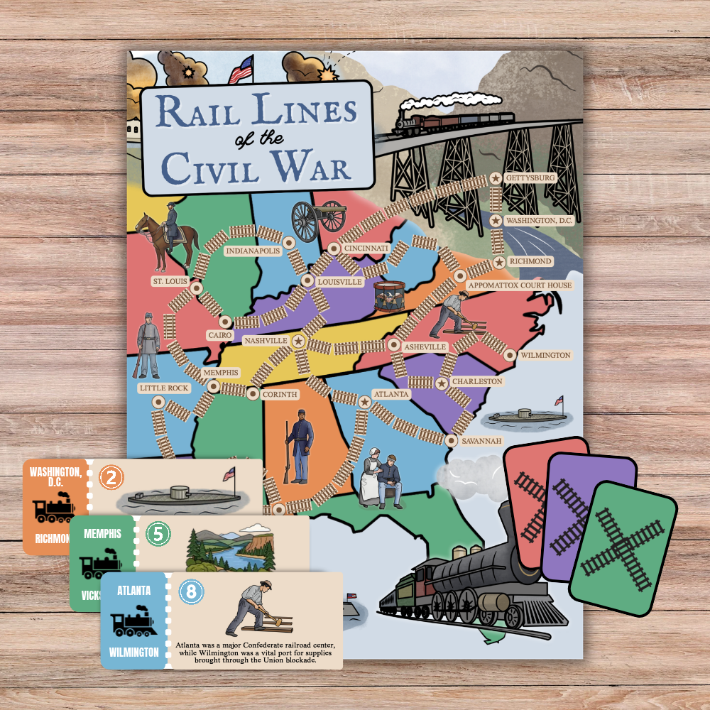 Rail Lines of the Civil War Game - Digital Download
