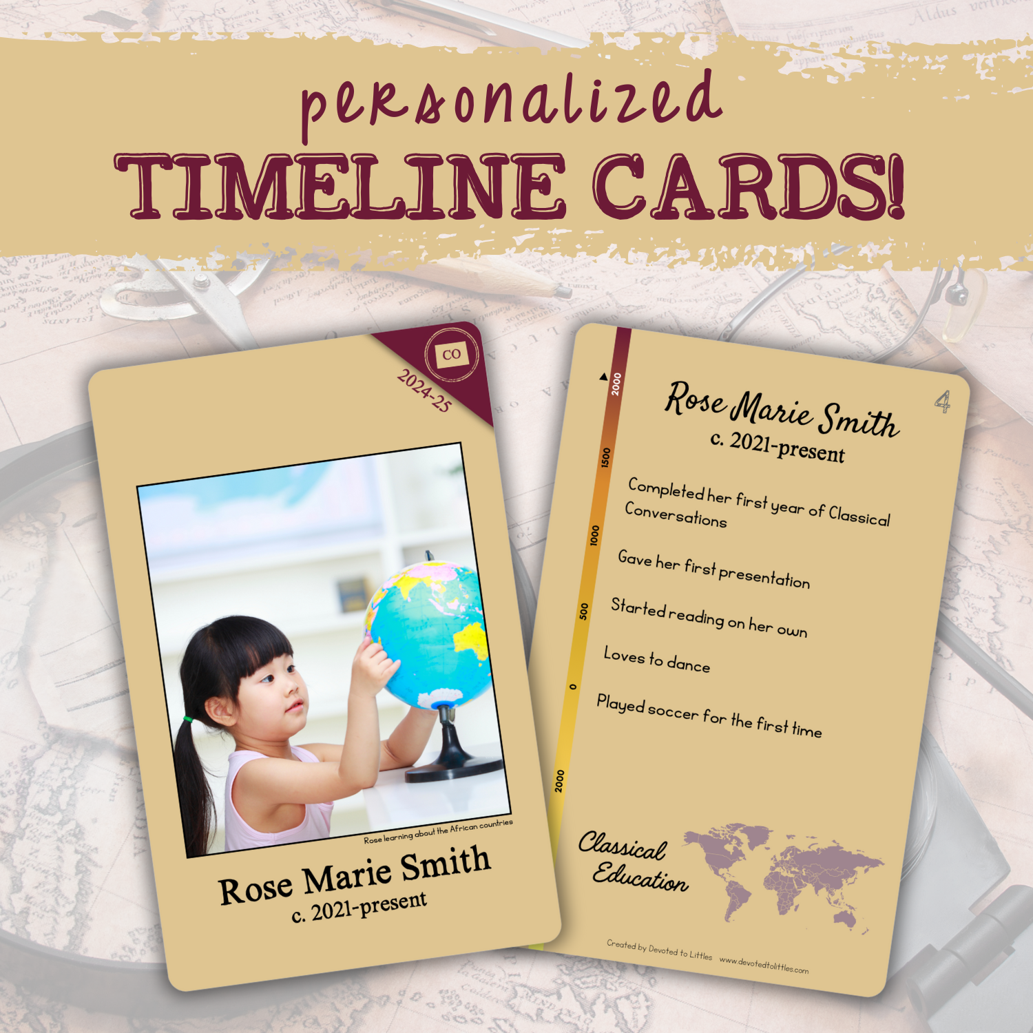 Personalized Student Timeline Card – Devoted to Littles