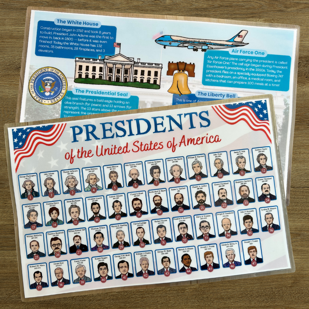 United States Presidents Placemats - Digital Download